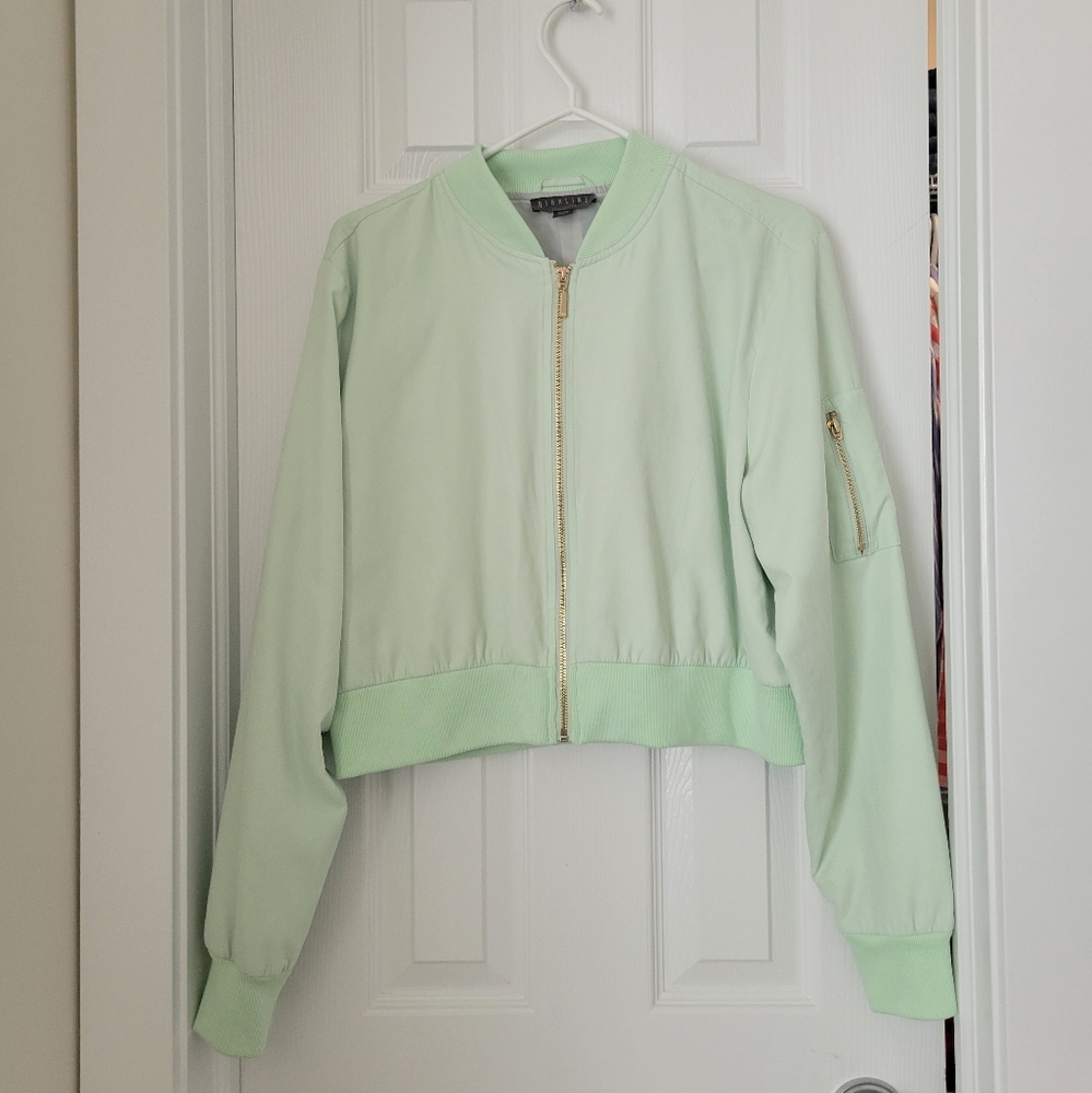 HIGHLINE Women's Mint Green Bomber Jacket Sizw L